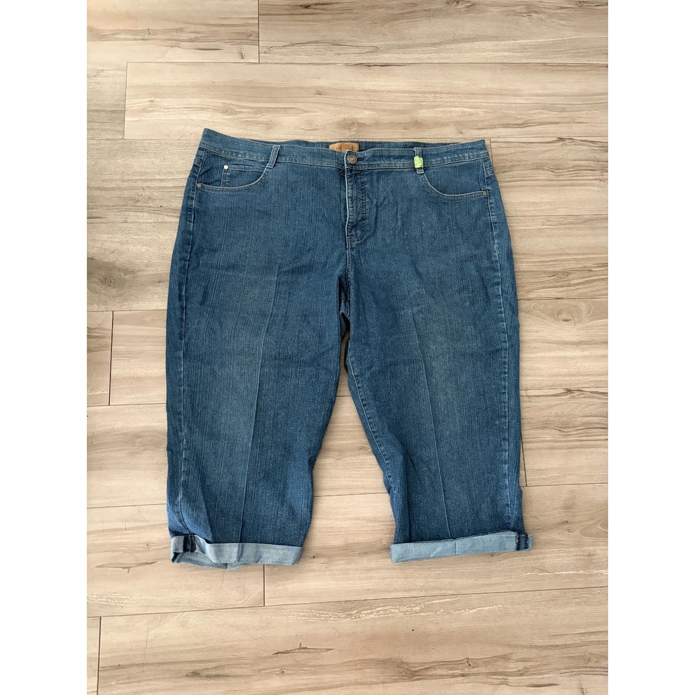 Hannah Capri Jeans Womens 24W Blue Denim Medium Wash Cuffed Hem Street Wear